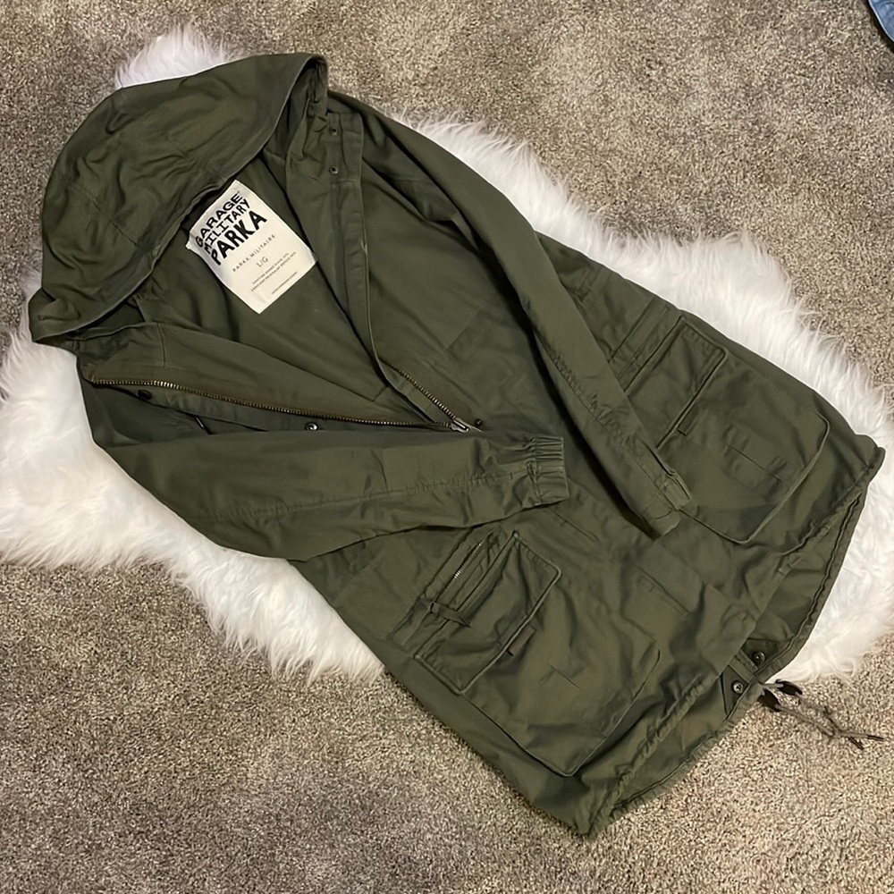 Garage Army Green Military Inspired Parka Jacket Size L